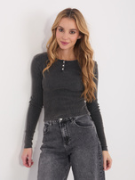 Grafitowa damska bluzka basic w prążek 