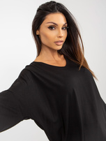 Hurt Czarna wiskozowa bluzka basic z rękawem 3/4