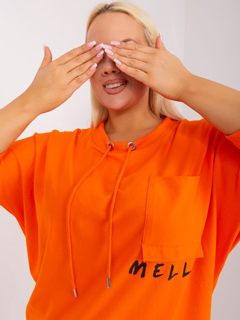 Hurtownia Pomarańczowa bluzka plus size z troczkami