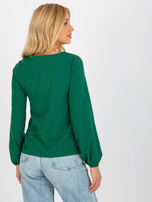 Hurt Ciemnozielona bluzka wizytowa z perełkami i siateczką