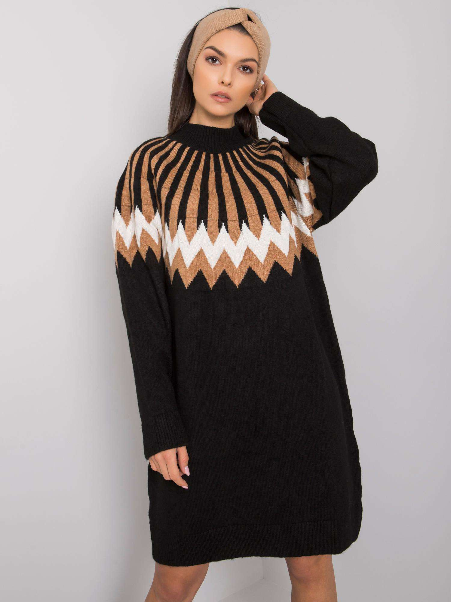 Schwarzes lockeres Kleid aus Strick Shereen RUE PARIS.