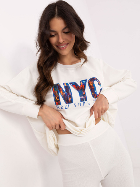 Hurt Ecru dwuczęściowy komplet z legginsami w prążek