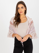 Hurtownia Różowa damska chusta z kwiatowym nadrukiem