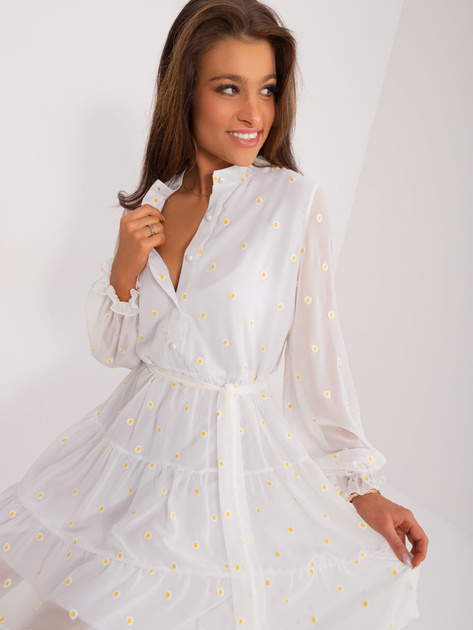 Hurtownia Biała sukienka koktajlowa z falbaną