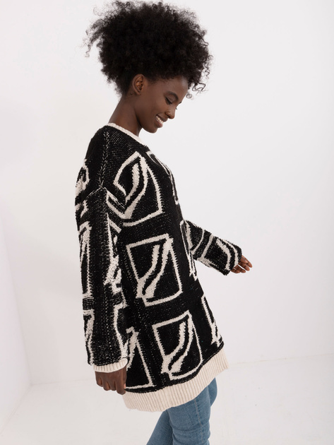 Hurtownia Czarny luźny sweter damski