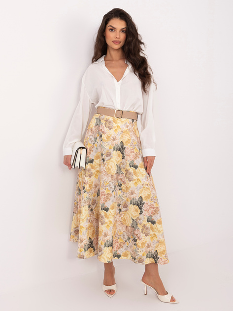 Żółta elegancka spódnica w kwiaty RUE PARIS