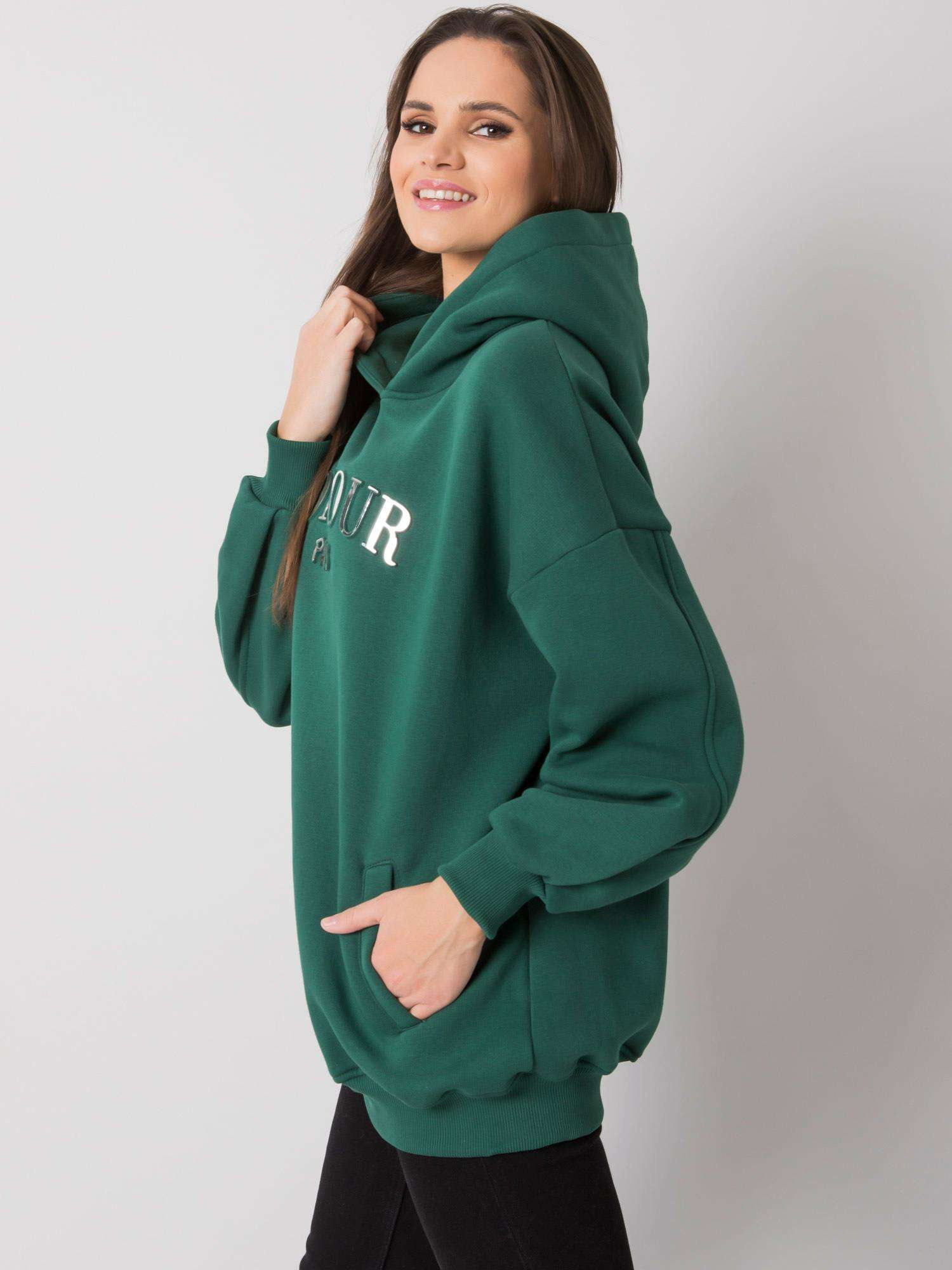 Dark green hoodie with pockets Lille RUE PARIS.