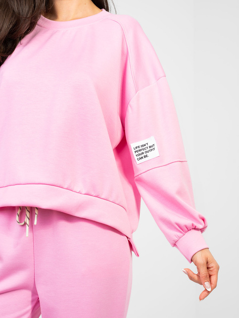 Pastelowy różowy dwuczęściowy komplet z naszywką