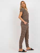 Hurt Brązowe lekkie spodnie z materiału w panterkę SUBLEVEL