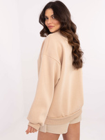 Hurt Beżowa dresowa bluza bez kaptura z ociepleniem