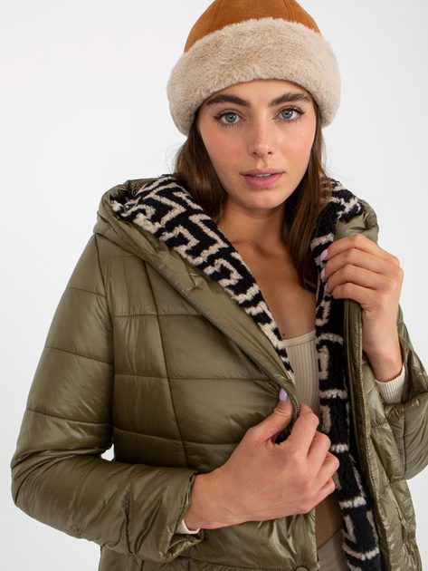 Hurtownia Khaki pikowana kurtka przejściowa z paskiem