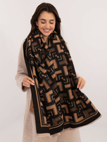 Hurtownia Czarno-camelowy szal z domieszką wełny