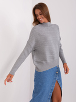 Hurt Szary sweter asymetryczny z warkoczami