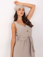 Ciemnobeżowa midi sukienka bez rękawów