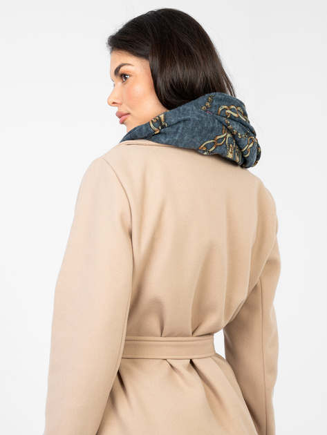 Ciemnoniebieska damska chusta z printem