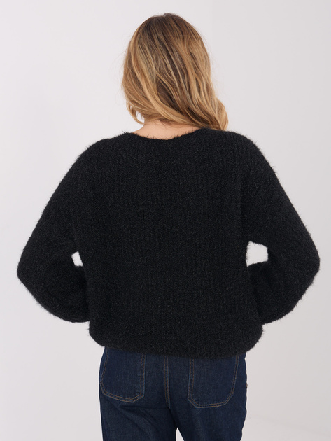 Czarny sweter oversize z domieszką wełny