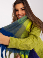 Hurt Ciemnoniebiesko-khaki damski szal z frędzlami