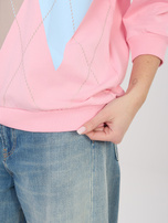 Pastelowa różowa bawełniana bluzka z rękawem 3/4