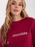 Bordowa bluzka z haftowanym napisem RUE PARIS