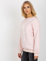 Hurt Jasnoróżowa ocieplana bluza bez kaptura z bawełny