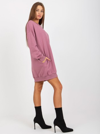 Hurt Brudnoróżowa długa bluza basic z okrągłym dekoltem 