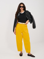 Żółte sztruksowe spodnie z wysokim stanem RUE PARIS