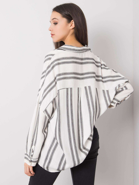 Ecru-czarna koszula w paski Augusta RUE PARIS