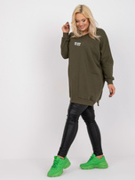 Khaki dresowa tunika plus size z napisem Raella