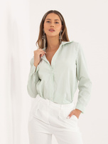 Pistacjowa klasyczna koszula w paski 