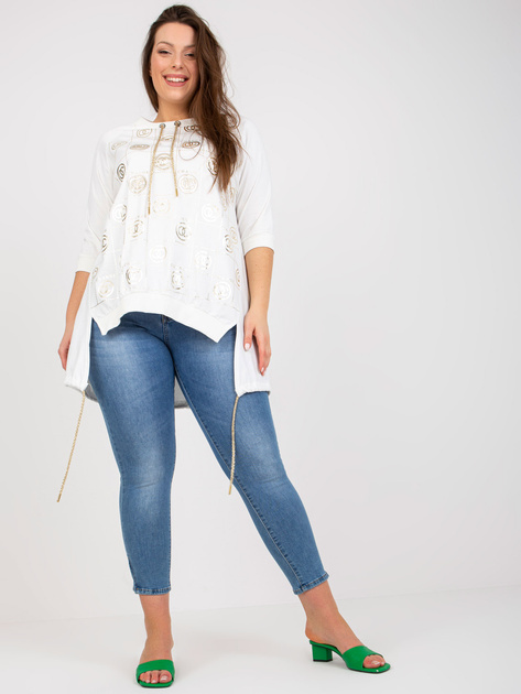 Biała bawełniana bluzka plus size z motywem