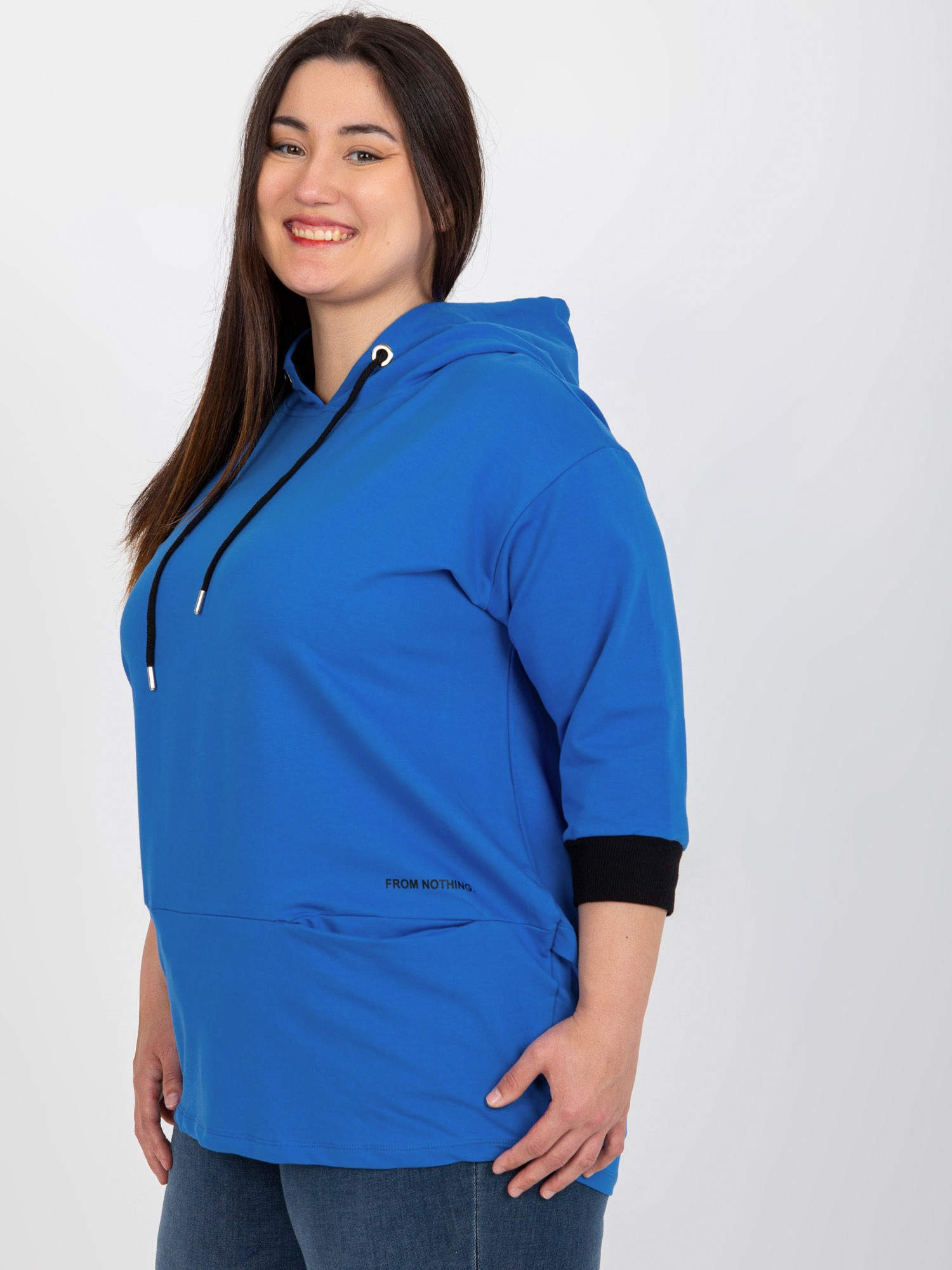 Ciemnoniebieska bluza plus size z kapturem