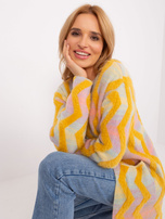 Hurtownia Żółty kardigan w geometryczne wzory 