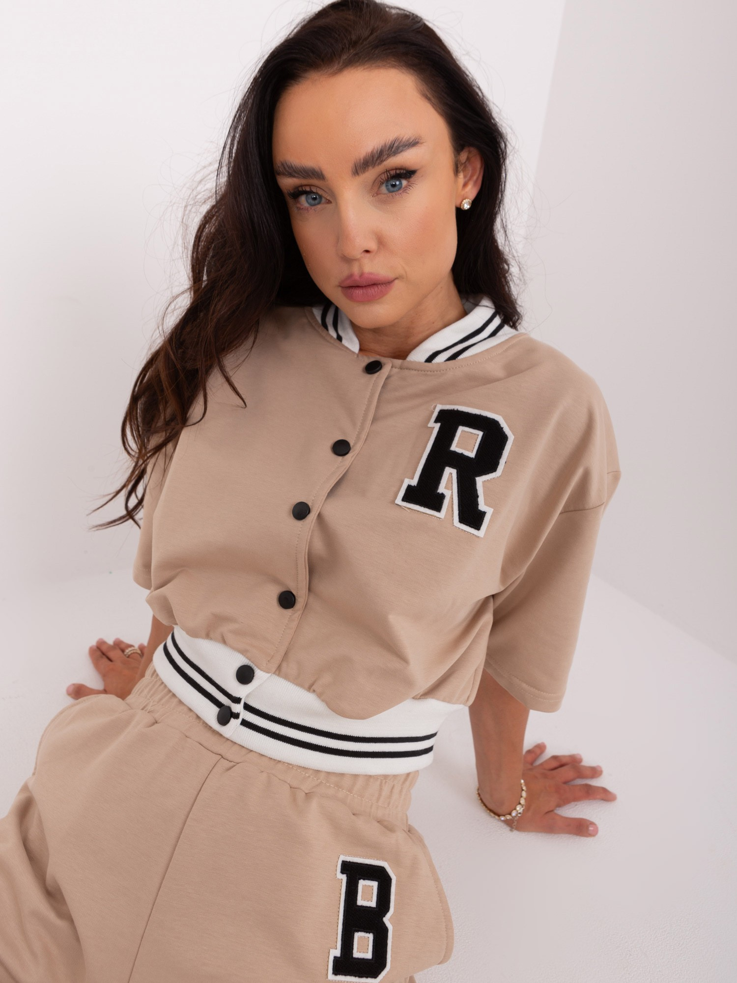 Großhandel Beige Zweiteiliger Casual-Anzug