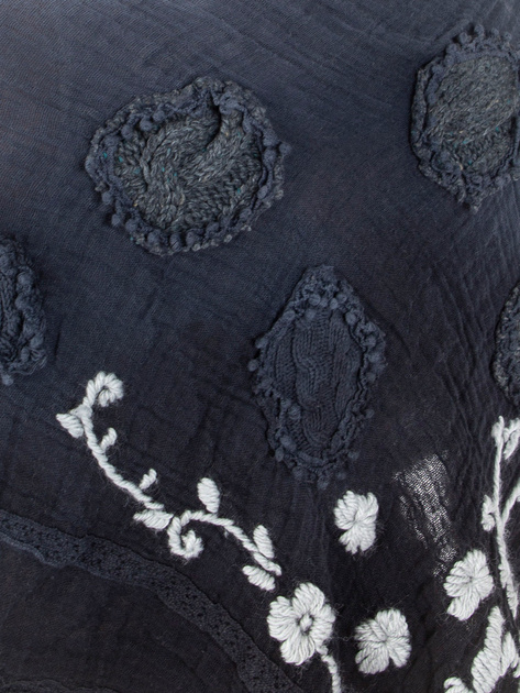Hurt Granatowa muślinowa chusta z ozdobnym wykończeniem