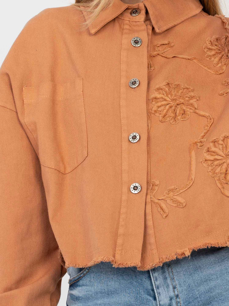 Ceglasta jeansowa kurtka z zapięciem na guziki RUE PARIS