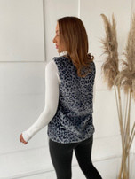 Grafitowa kamizelka futrzana w cętki Perrina