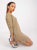 Tmavě béžová bavlněná tunika basic Canaria MAYFLIES.
