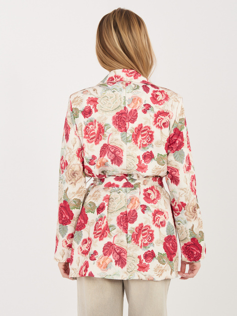 Czerwona długa marynarka z printem