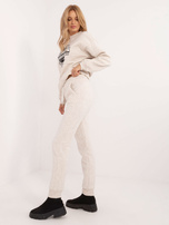Hurt Jasnobeżowe melanżowe spodnie dresowe z ociepleniem