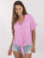 Różowa muślinowa koszula z kołnierzykiem