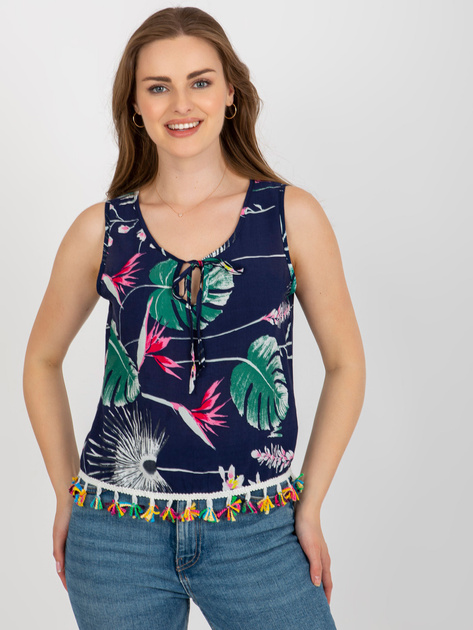 Hurtownia Granatowa letnia bluzka z nadrukiem