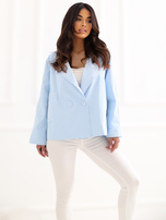 Jasnoniebieski krótki płaszcz z kieszeniami RUE PARIS 