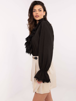 Czarna elegancka koszula damska z żabotem 