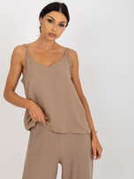 Hurtownia Ciemnobeżowy letni top na ramiączkach OCH BELLA