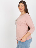 Hurtownia Brudnoróżowa bluzka plus size z nadrukiem