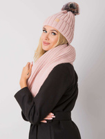 Jasnoróżowy komplet zimowy z czapką i szalikiem Rubby RUE PARIS