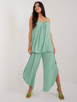 Hurt Pistacjowy rozkloszowany top z zakładkami OCH BELLA