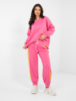 Ciemnoróżowy dresowy komplet z bluzą bez kaptura RUE PARIS 