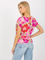 Zielono-różowa letnia bluzka w kwiaty RUE PARIS