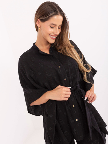 Czarny muślinowy komplet na lato